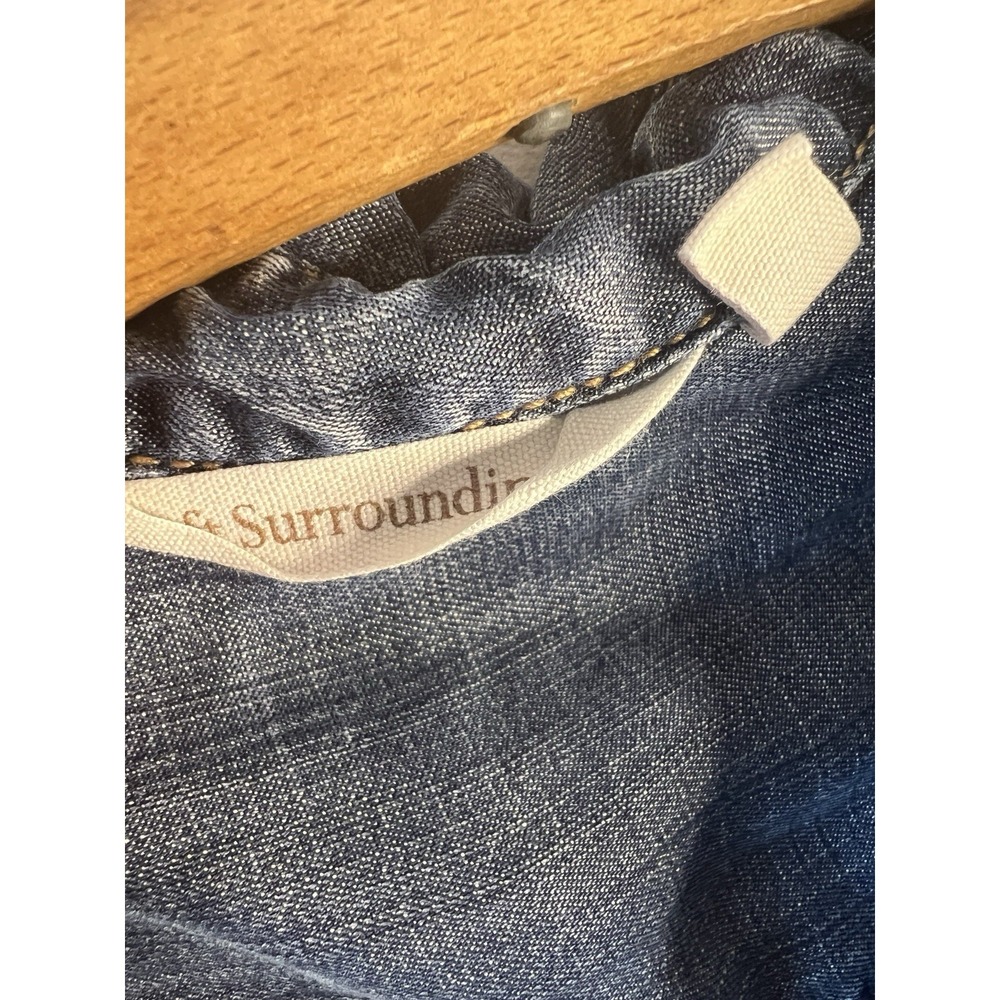 Soft Surroundings Women Denim Tunic Chambray Embroidered Boho Western Shirt L - Picture 6 of 11